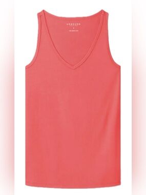 Unbound Merino, Relaxed V-Neck Tank, Light Coral, Small, EUC